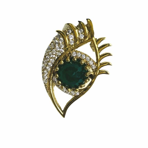 Turkish Handmade Hamsa 925 Silver Green CZ Stone Womens Earring And Ring Set New - Picture 4 of 7